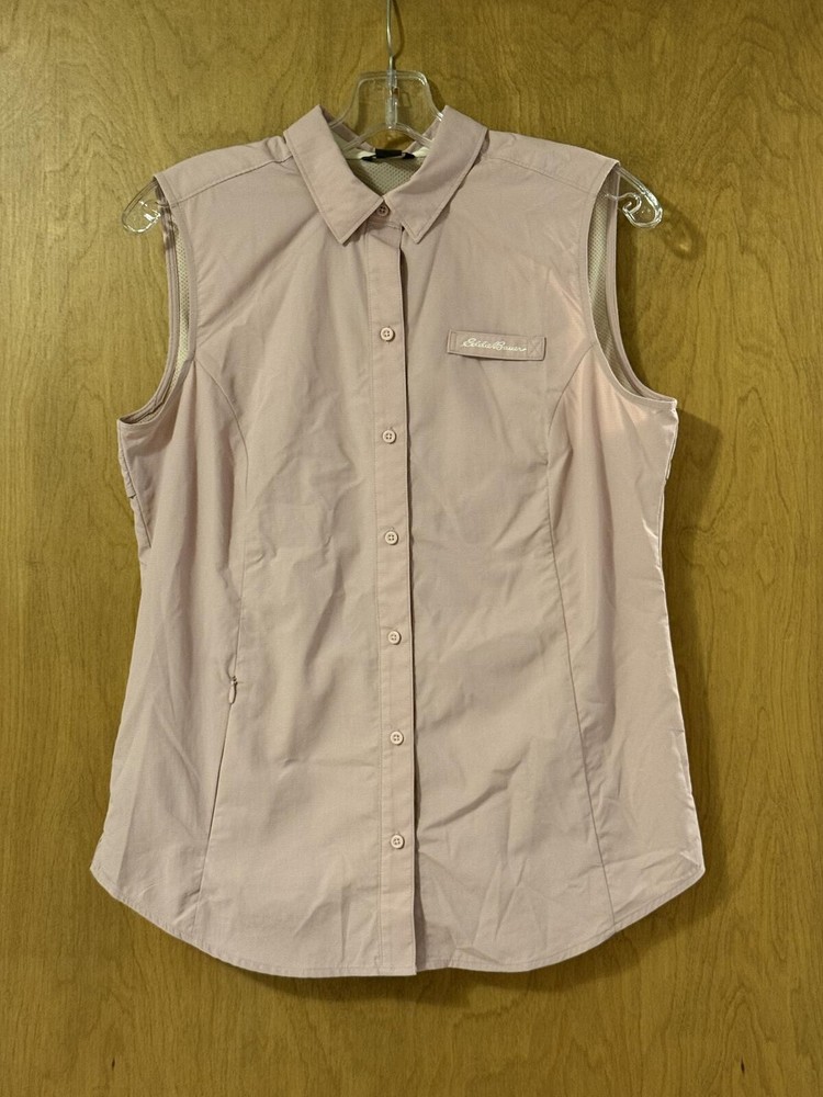 Eddie Bauer Blush Pink Sleeveless Button-Down Performance Shirt Women's Small