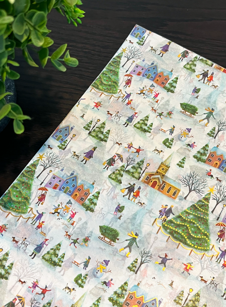 CHRISTMAS VILLAGE Design Tissue Paper Sheets Choose Size & Package Amount