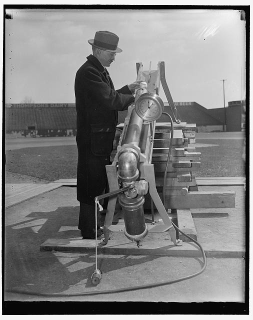Photo:Washington DC 1938 W.C. Mock Baseball Velocity Test Griffith Stadium