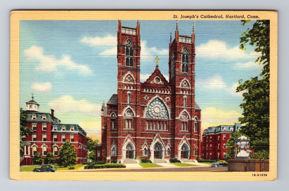 Hartford CT-Connecticut, St Joseph's Cathedral, Antique Vintage Postcard