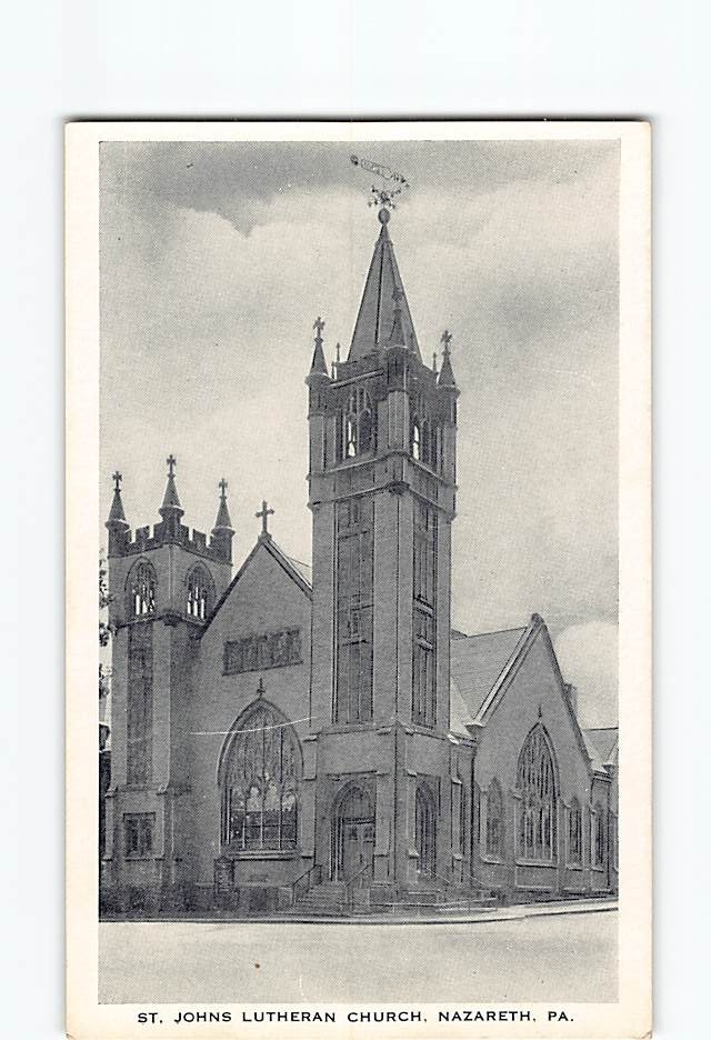Postcard St. John Lutheran Church Nazareth Pennsylvania USA
