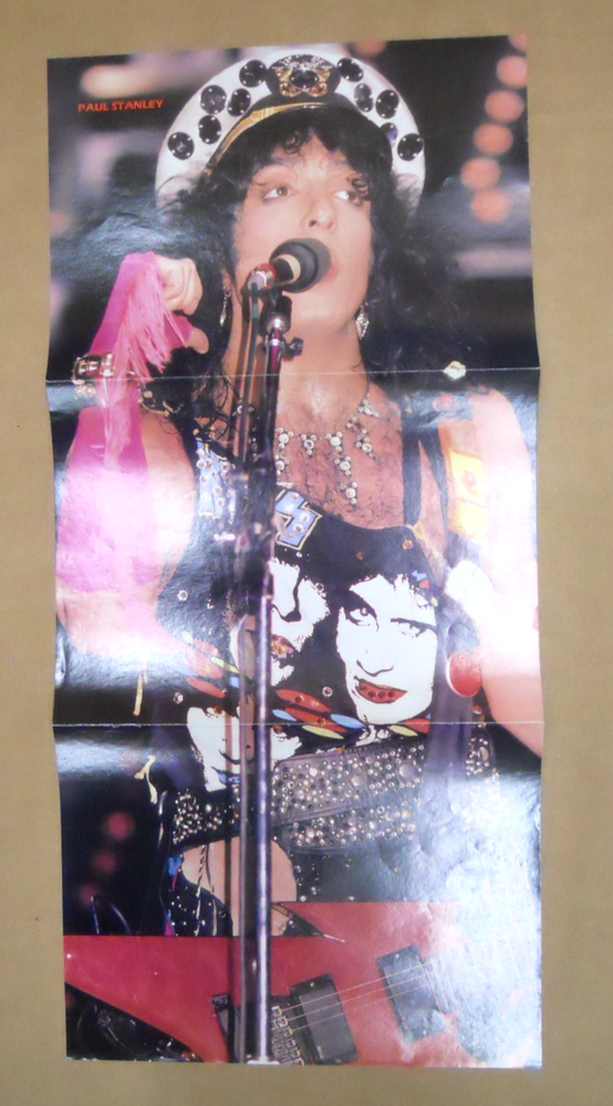 KISS Paul Stanley Vintage Tri Fold Magazine Pinup Poster Double sided Bon Jovi