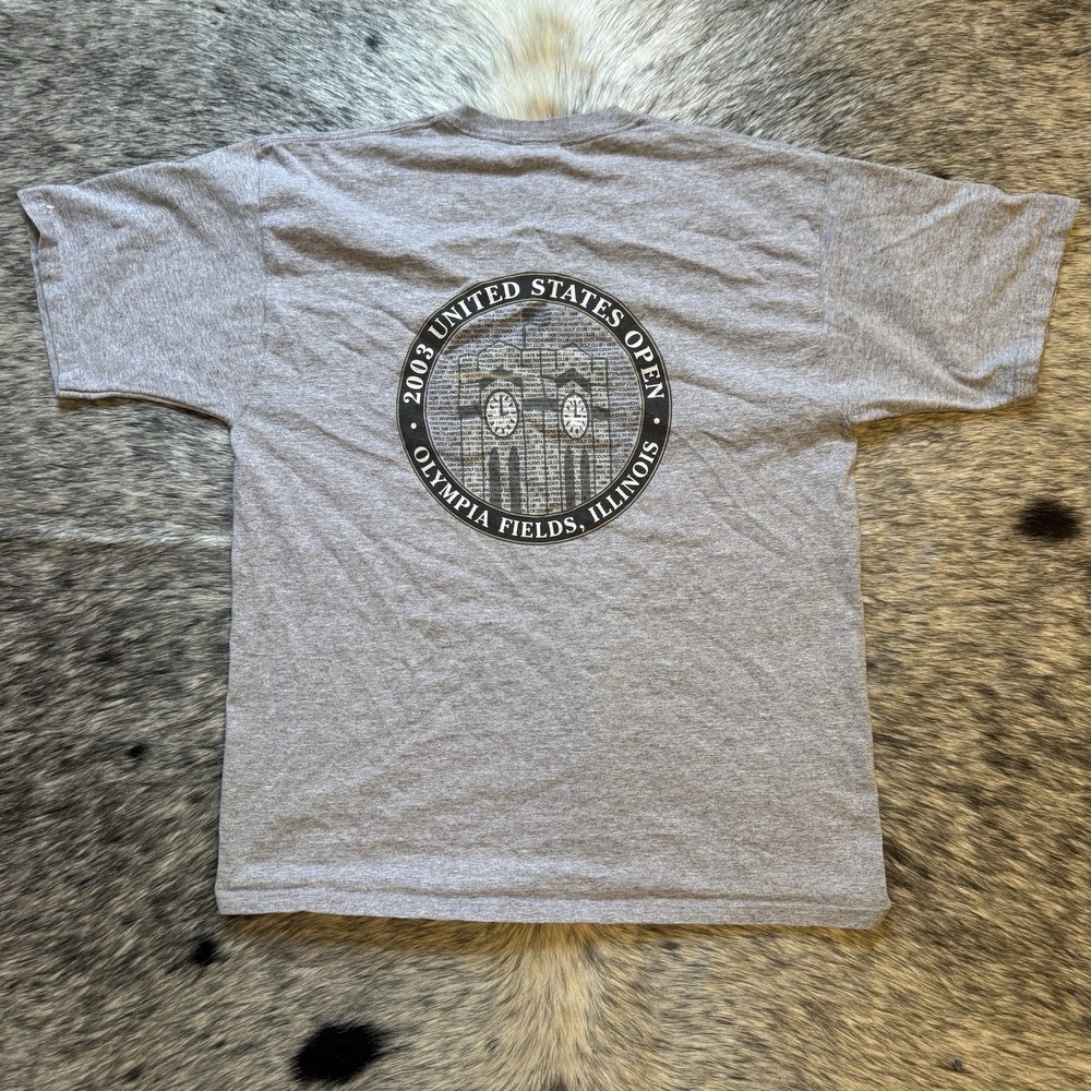 Y2K  Vintage 2003 U.S. Open Olympia Fields Golf T-Shirt Gray XL