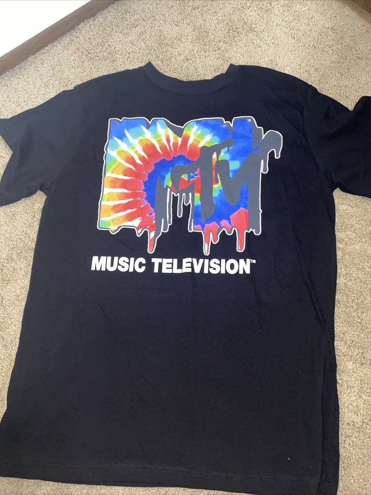 MTV Music Television Men's Officially Licensed Melted Tie Dye Logo Tee T-Shirt
