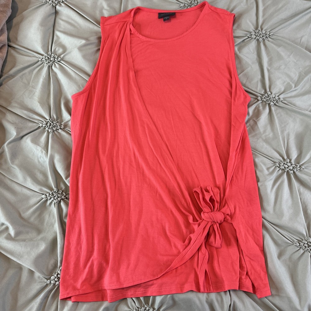 J. Jill Wearever Top Womens Sz M Salmon Tie Front Sleeveless Stretch Knit #496