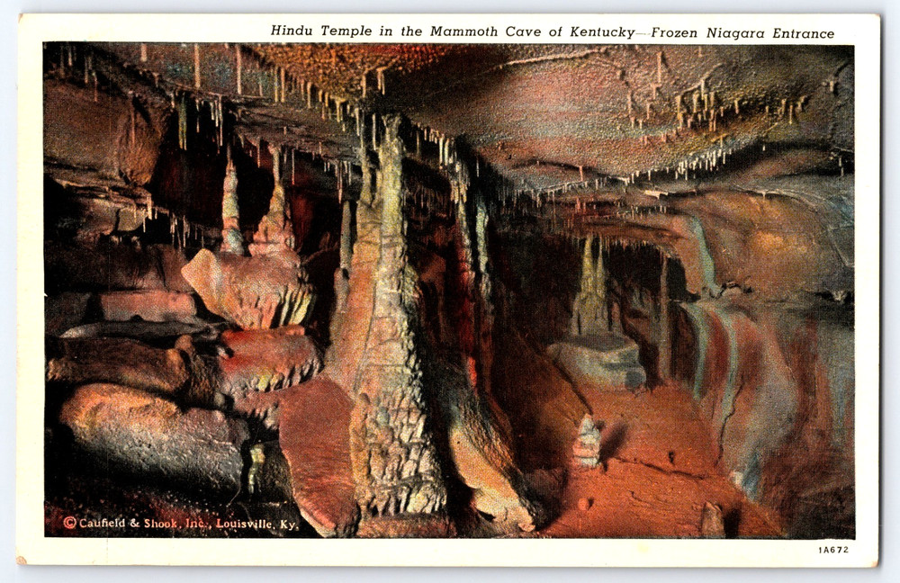 Mammoth Cave Of Kentucky Hindu Temple Frozen Niagara Entrance Vintage Postcard