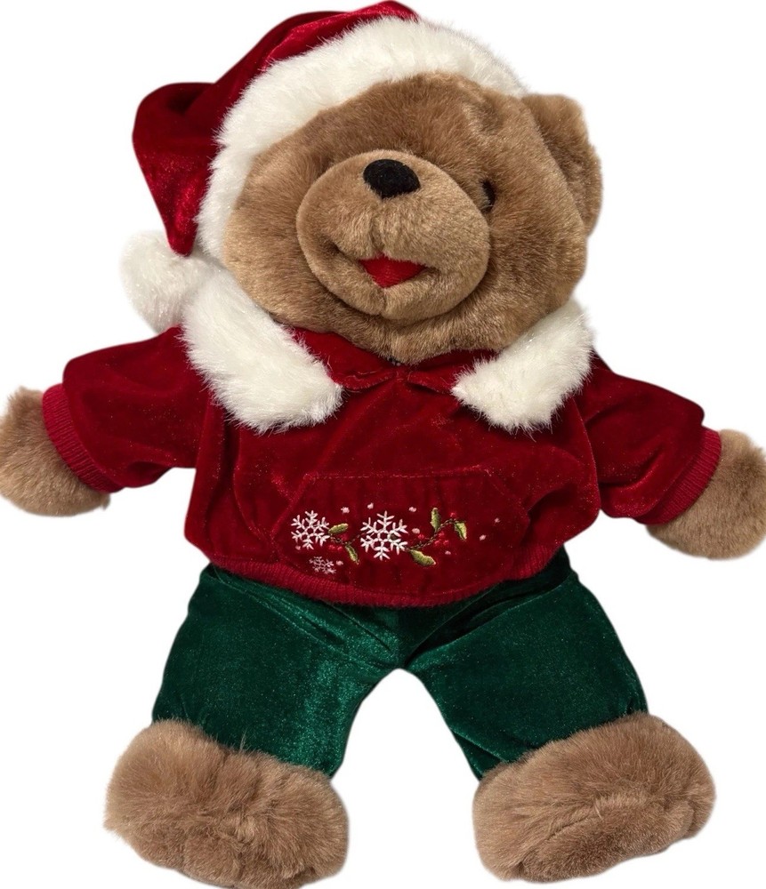 Dan Dee Plush Stuffed Bear VTG 2004 Christmas Bear Snowflake Teddy Red Coat