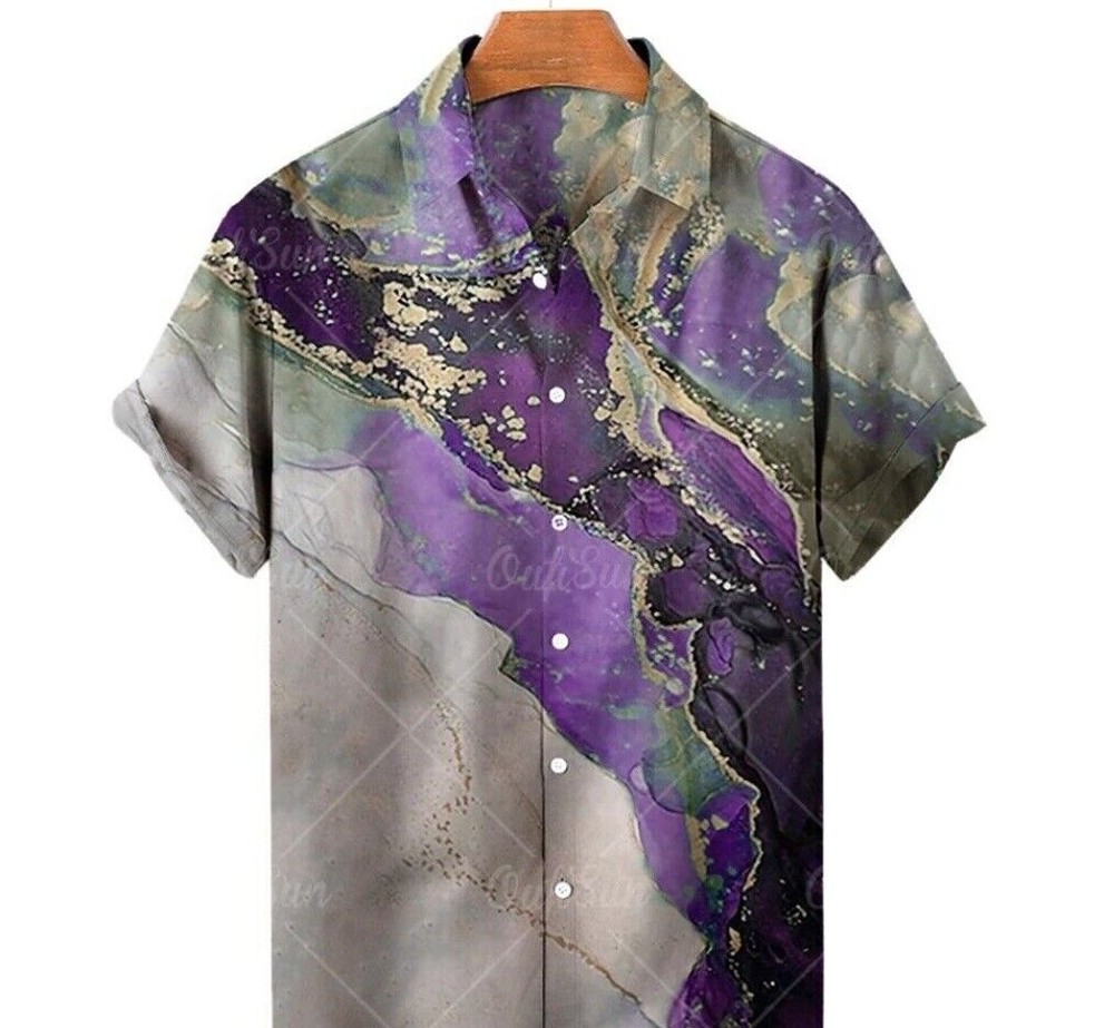 Abstract Rendering Tie Dye Wave Cool Art 3D Print Men’s Button Up Hawaiian Shirt Stylish Tropical Casual Summerwear-image