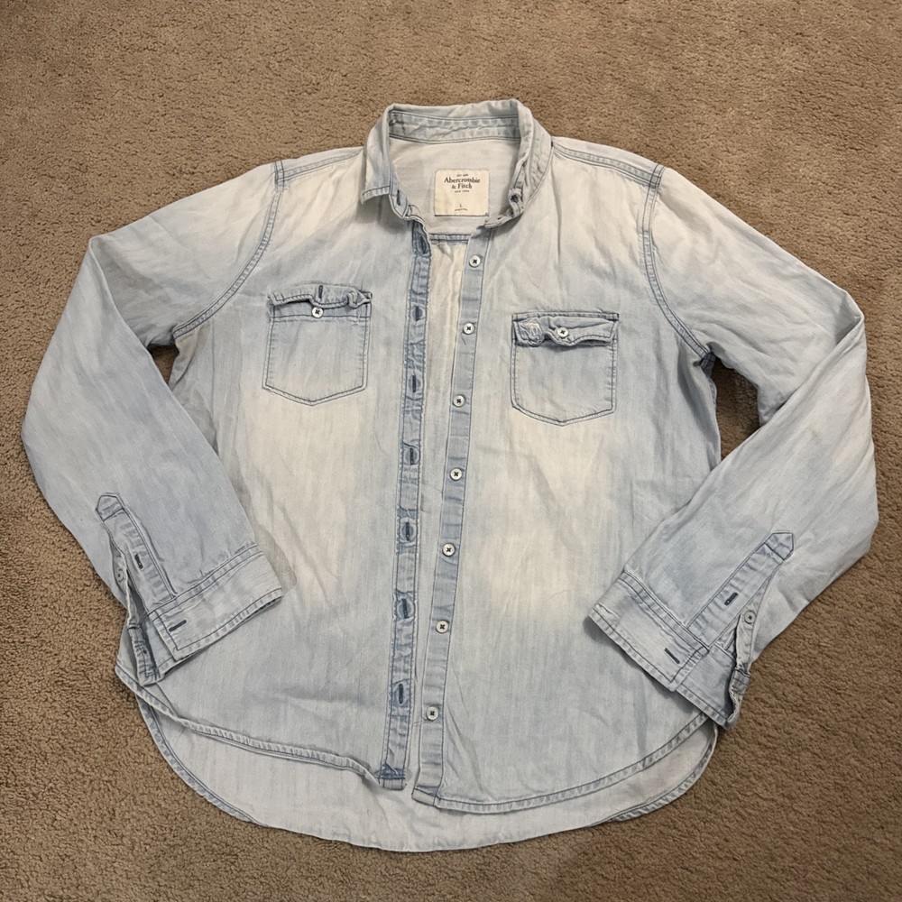 Vintage Y2K Abercrombie & Fitch Stonewash Denim Button Up Women's Size Large