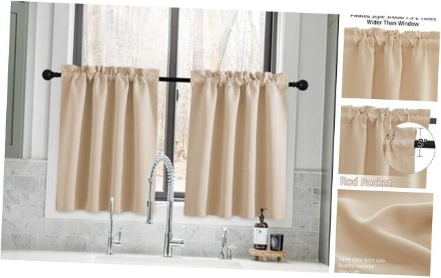 Farmhouse Blackout Kitchen Curtains for Privacy & Portability  