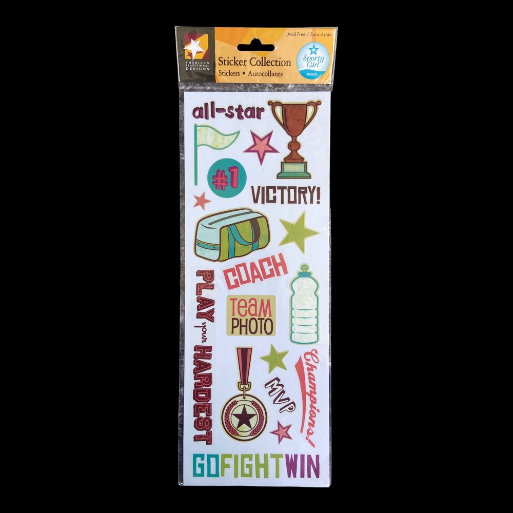 Sporty Girl Americana Acid-Free Scrapbook Stickers Pack  -image