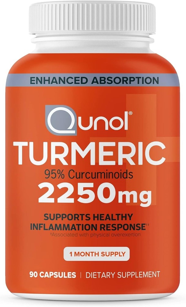 90 Capsules Turmeric Extract with 95% Curcumin with Black Pepper, 2250mg, Vegan