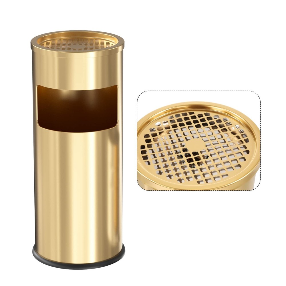 Trash Can Outdoor Waste Container Round Stainless Steel Trash Can with Remova...