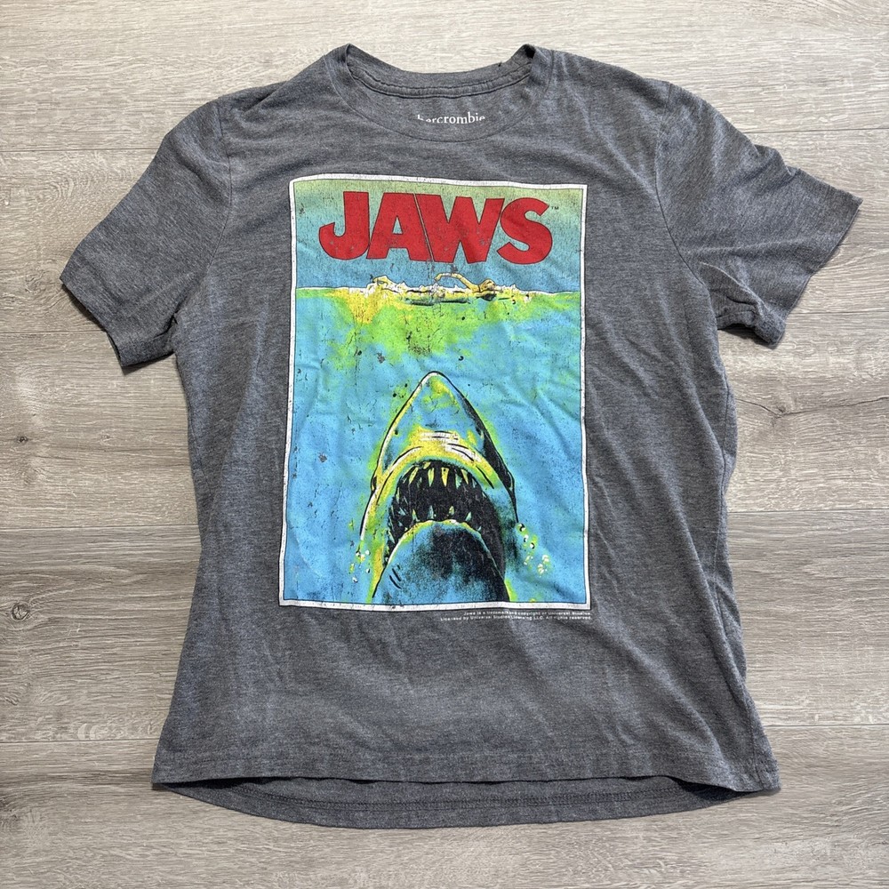 Jaws Graphic T Shirt Kids XL 13 14 Gray Movie Shark Film Universal Studios Tee