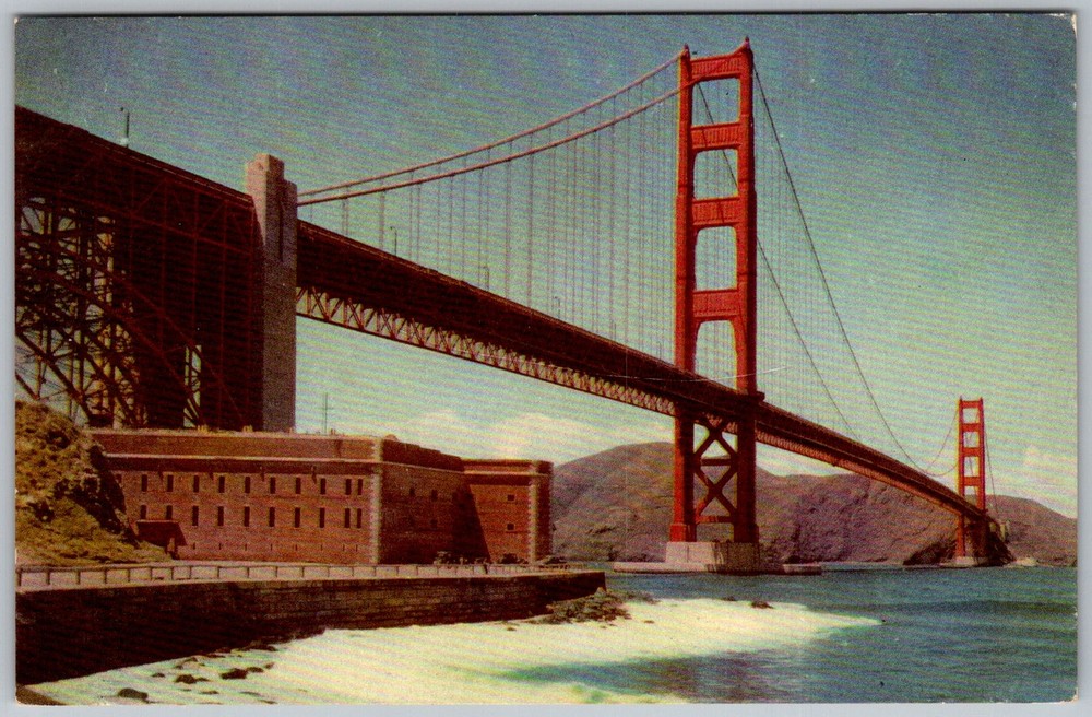 Vtg Postcard Golden Gate Bridge San Francisco, CA 1940s