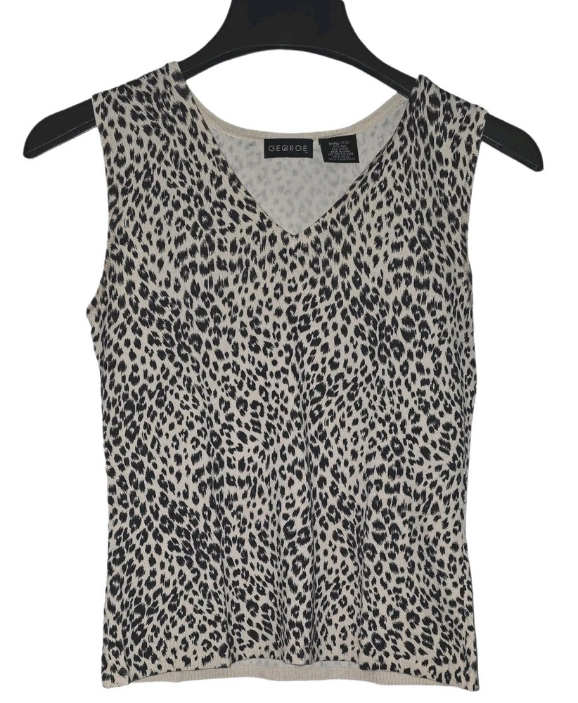 George Animal Print Silk Sleeveless Pullover Top Women's Size S
