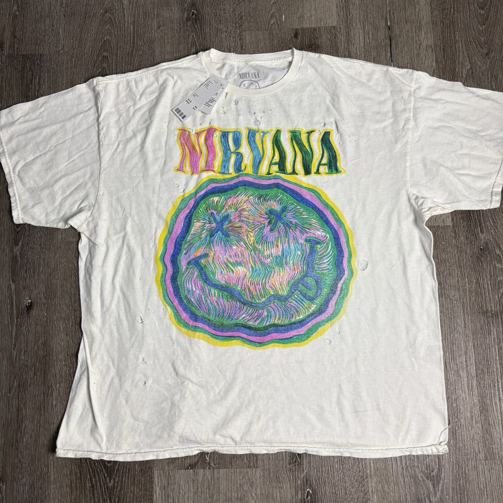 Urban Outfitters L/XL Nirvana Graphic T-Shirt Distressed Oversized Nevermind NEW