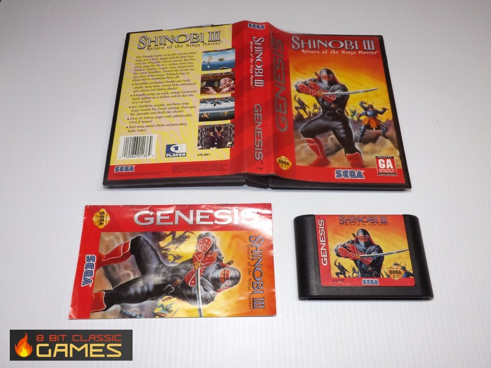 Shinobi III: Return of the Ninja Master COMPLETE  BOX    - Sega Genesis - 58a