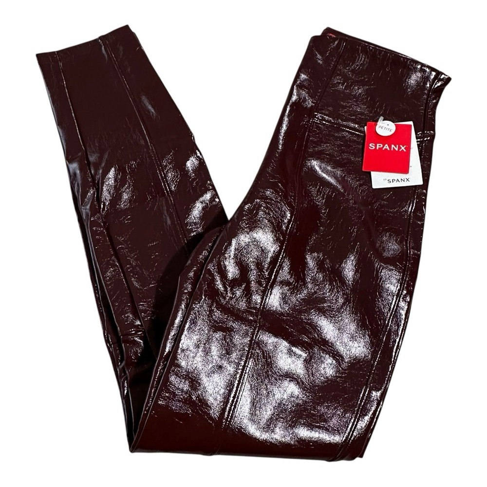 Spanx Women's Faux Patent Leather Leggings - 20301R - Ruby - Medium
