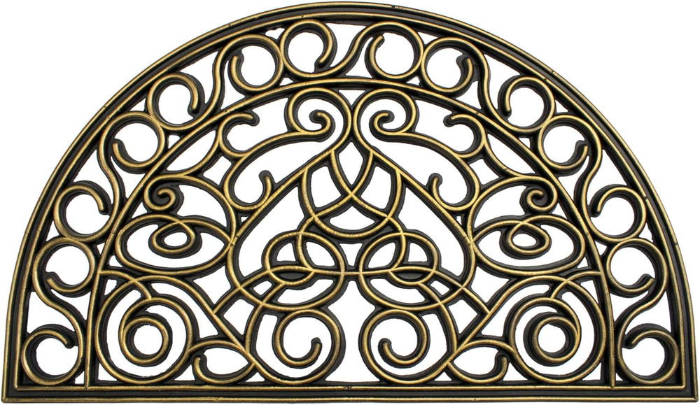 18x30 Gold Moulded Trellis Half-Round Rubber Doormat for Durability and Style