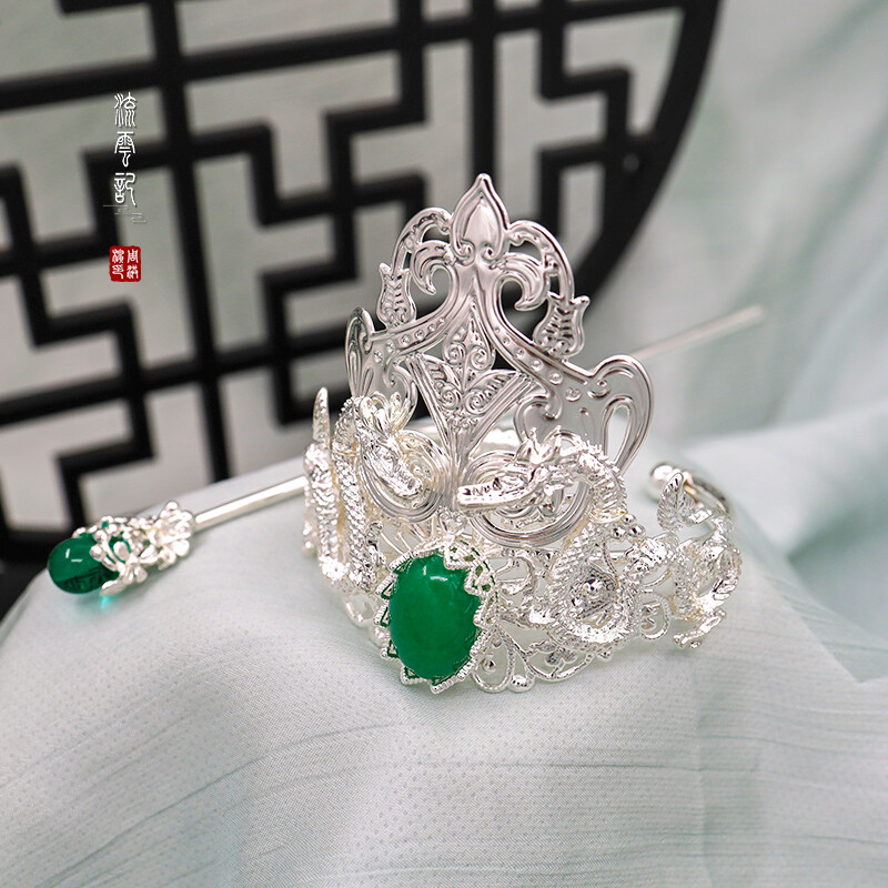 Ancient Hanfu Hair Crown with Step Shake Hairpin for Retro Bun Styling