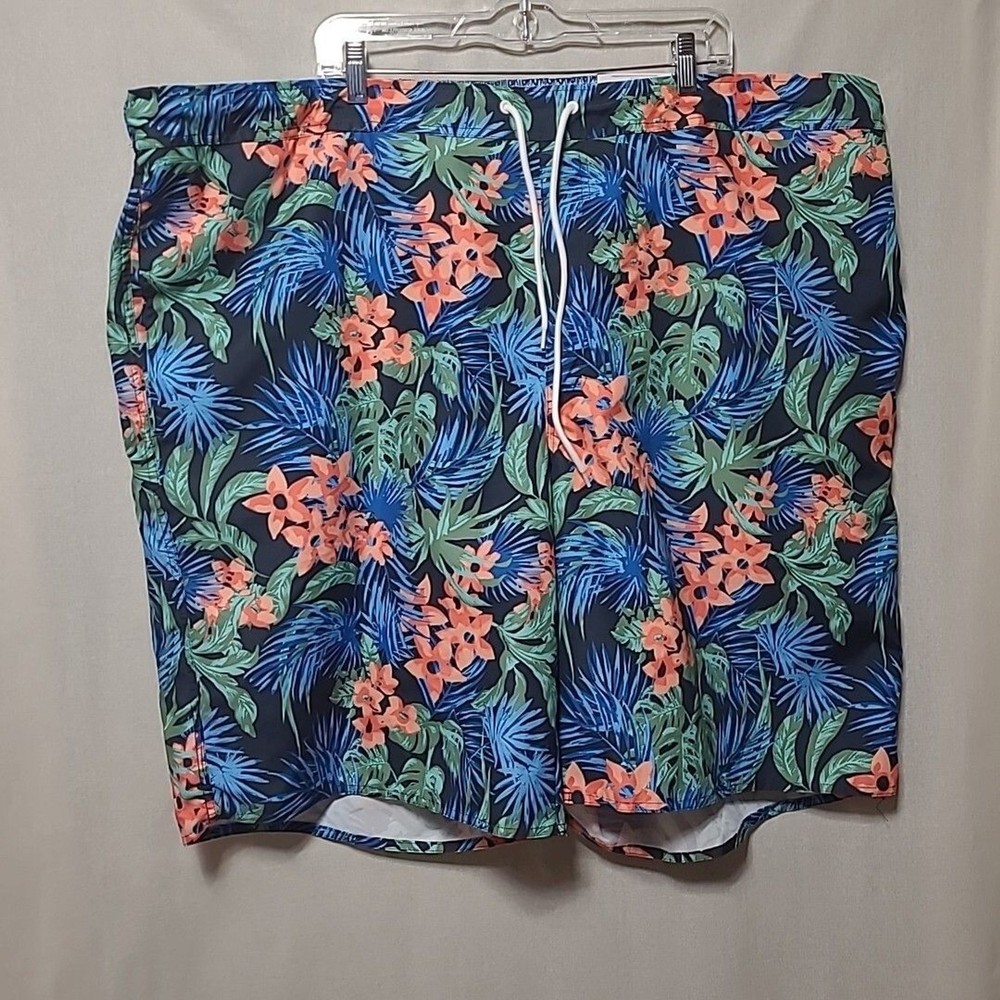St. John's Bay Men Shorts Swim Trunks Floral Drawstring Elastic Waist 4XLT NWT