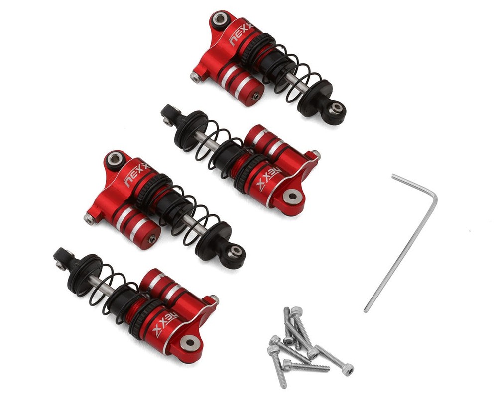 NEXX Racing Losi® Micro-B Aluminum Oil-Filled Threaded Reservoir Shocks (Red)(4)