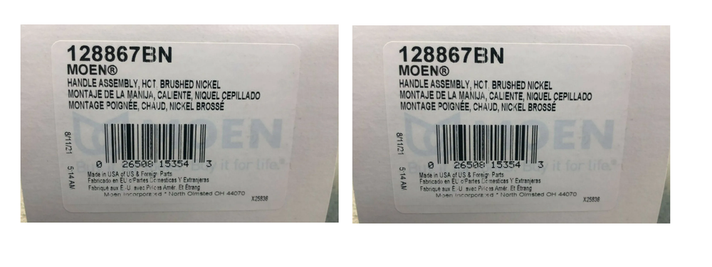 2x Moen Brushed Nickel Handle Kit 128867BN