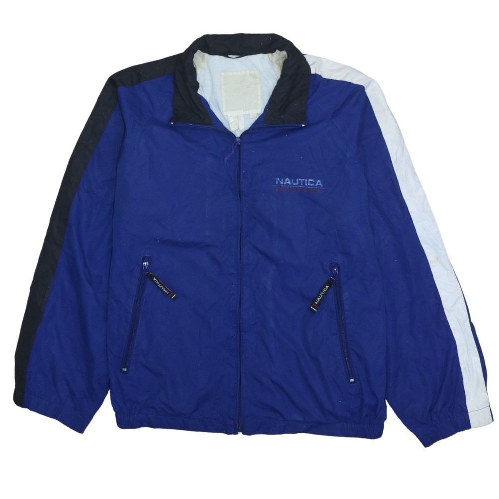 Nautica Mens Windbreaker Jacket Blue Nautica Competition Zip Pockets Retro XL