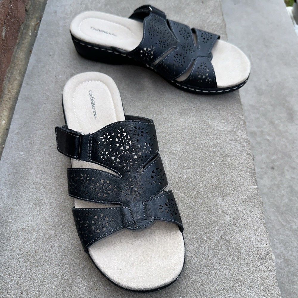 Croft & Barrow Paula Cushioned Cut Out Slide Sandal size 8.5