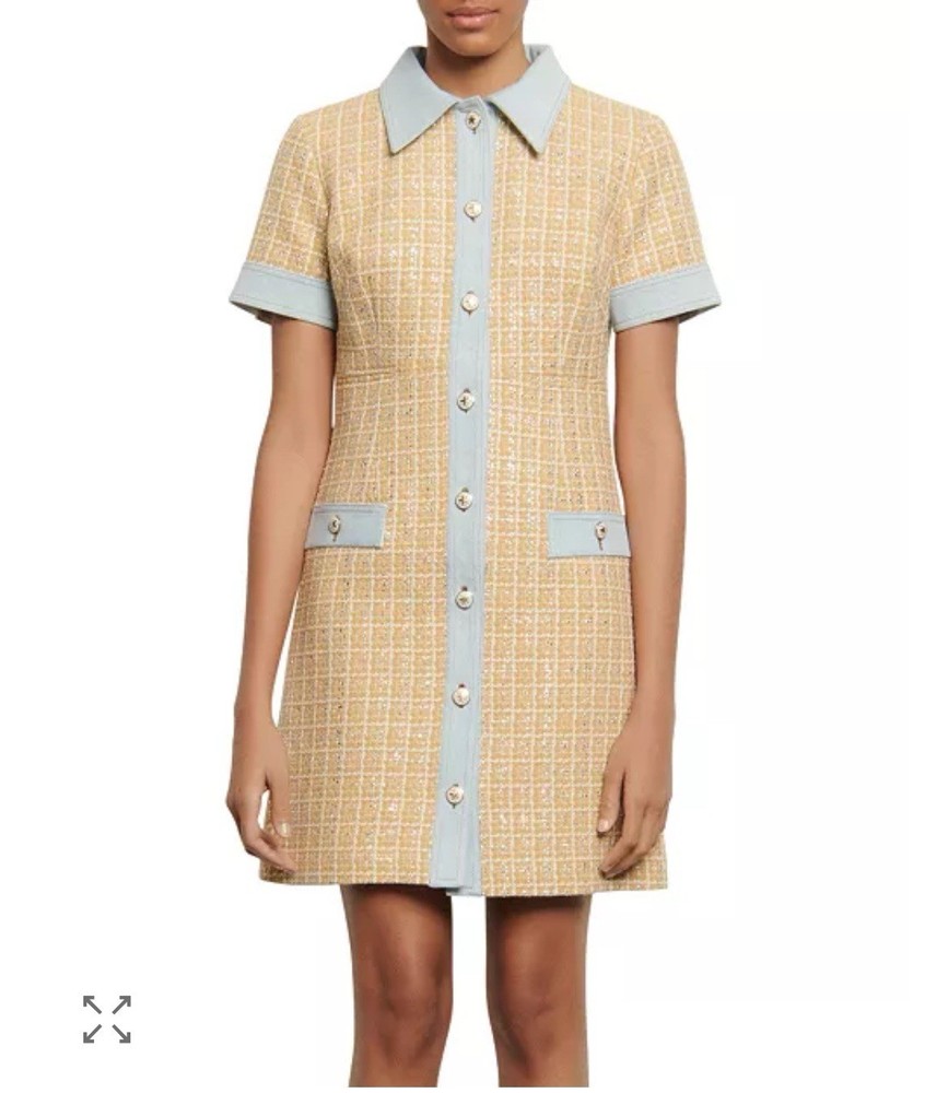 Sandro Paris Mella Tweed Mini Dress FR 40