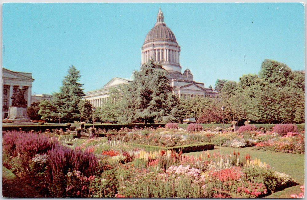 Olympia Washington Sunken Gardens State Capitol Flowers WA USA Vintage Postcard