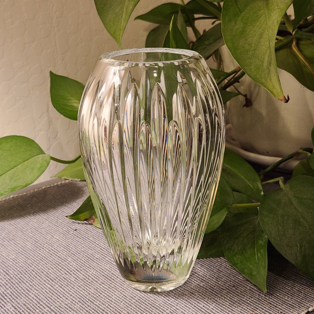 Vtg Waterford Crystal Carina Cut Glass Vase 7” T Retired Pattern Ireland Heavy
