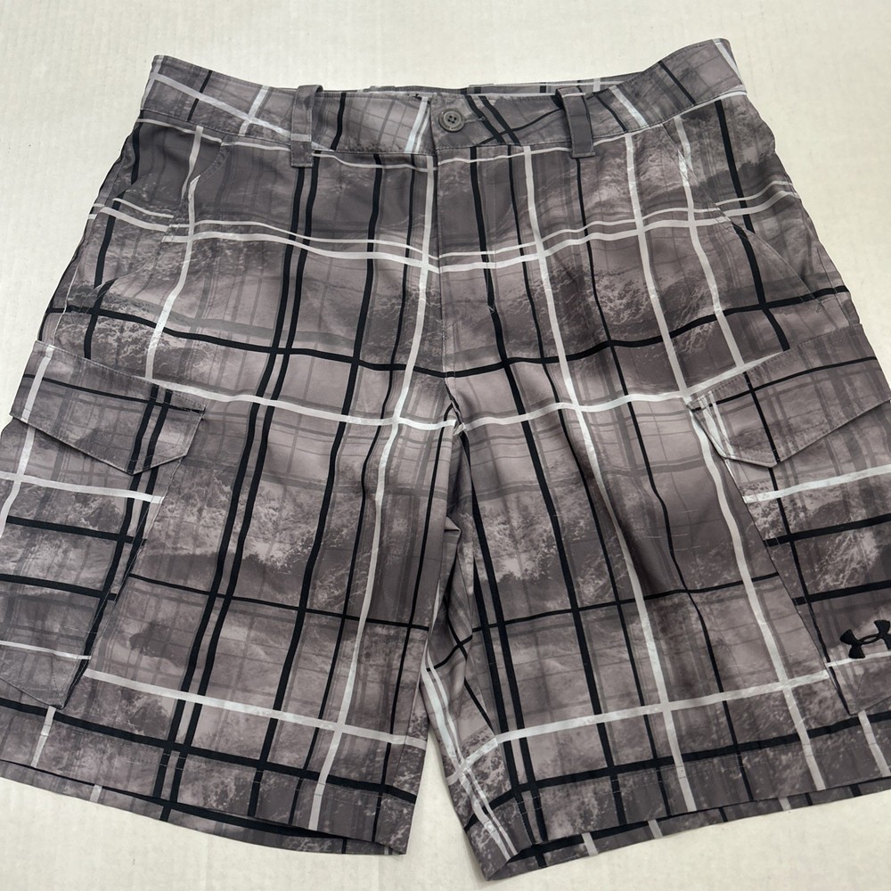 Under Armour UA Fish Hunter Gray Cargo Shorts Mens Size 36