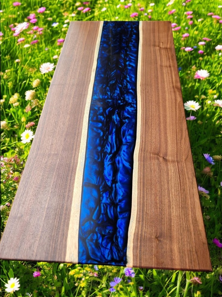 30x60 Handmade Epoxy Resin Live Edge Wood Dining Table for Home or Cafe