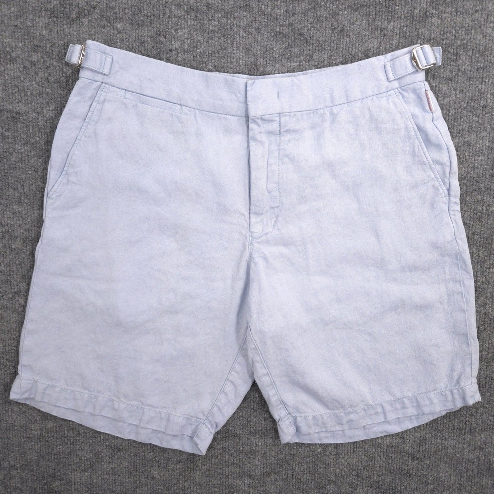 Orlebar Brown Norwich Linen Shorts Mens 30 Light Blue Chinos 8