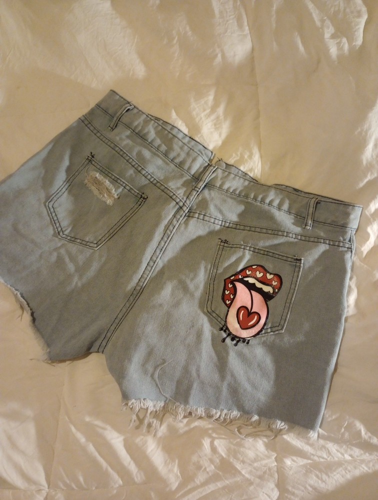 Women's Denim Cut-Off Shorts Distressed, Ripped Sized XXL