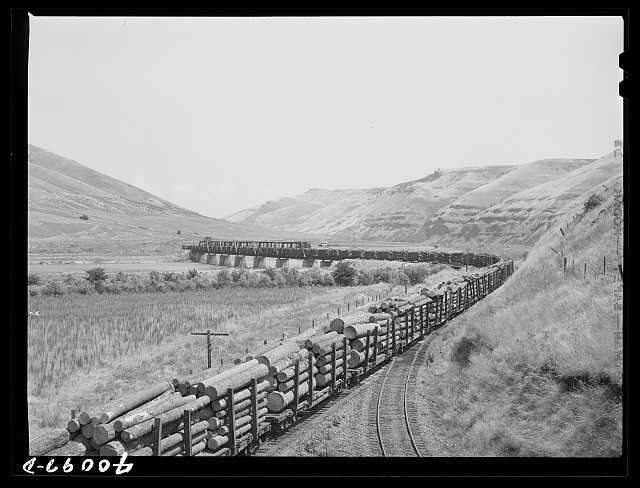 Photo:Spalding Junction Idaho 1941 Logging Train Log Carloads Railroad