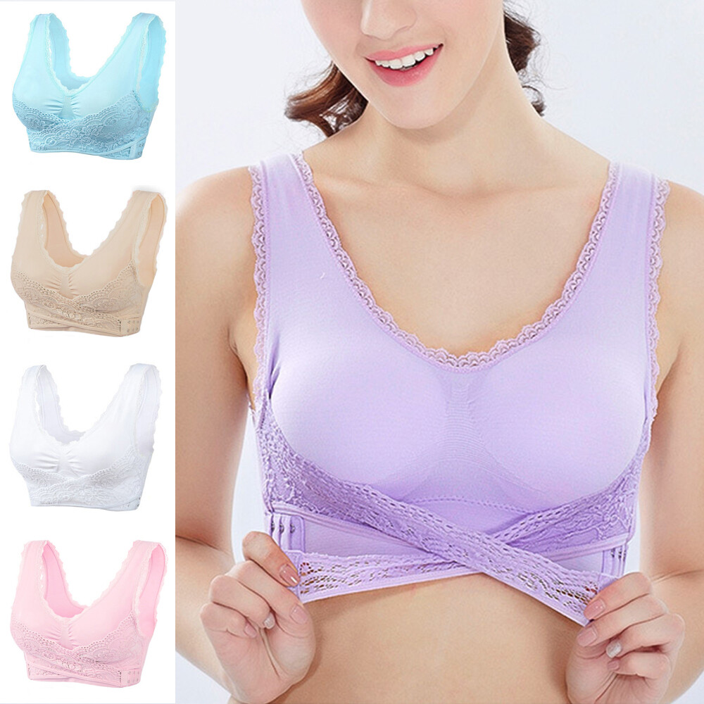 Comfy Corset Bra Front Cross Side Buckle Lace Bras Tank Tops Underwear Spor