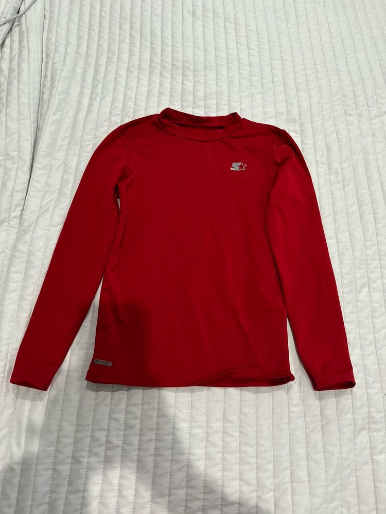 Starter Dri-Star Boy's Long Sleeve Athletic Shirt Red Size Large 10-12