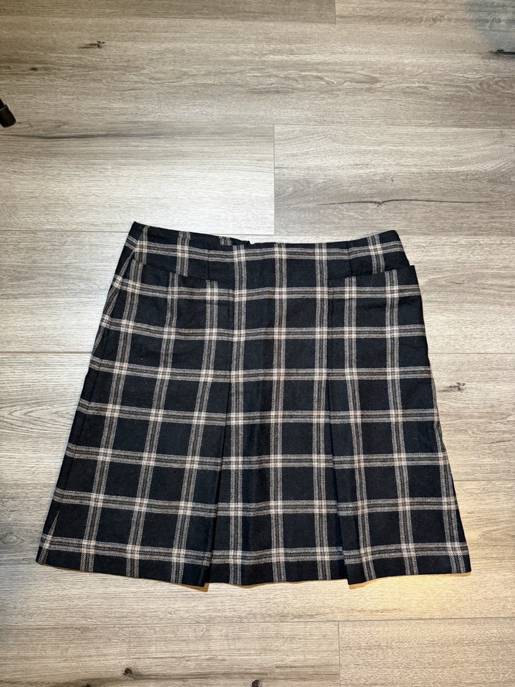 Women’s TRENERY Tartan Print Wool Blend Pleat Mini Skirt Size 12