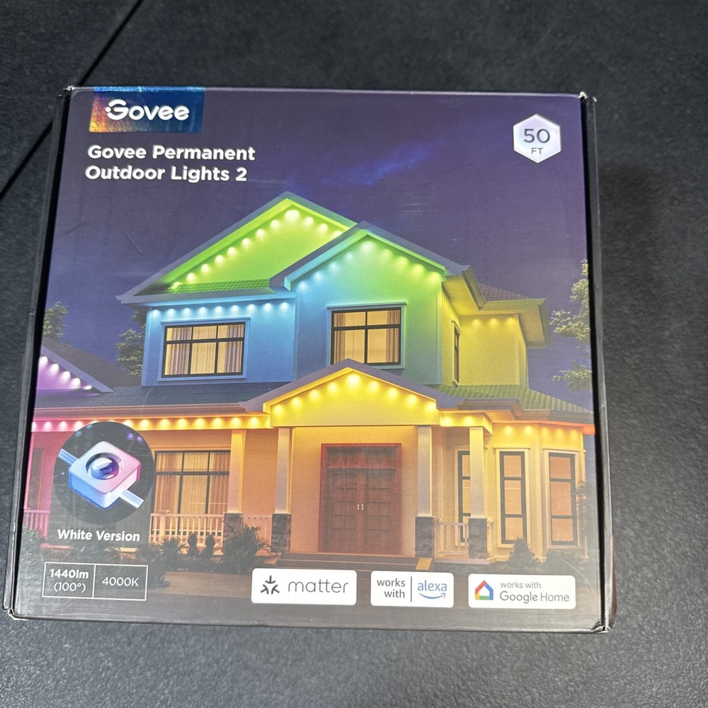 Govee Permanent Outdoor Lights 2, 50Ft RGBIC Lights, 36 LED Lights, Open Box