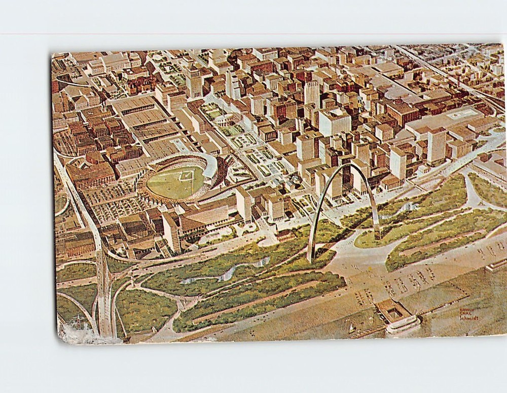 Postcard Aerial View Downtown St. Louis Missouri USA