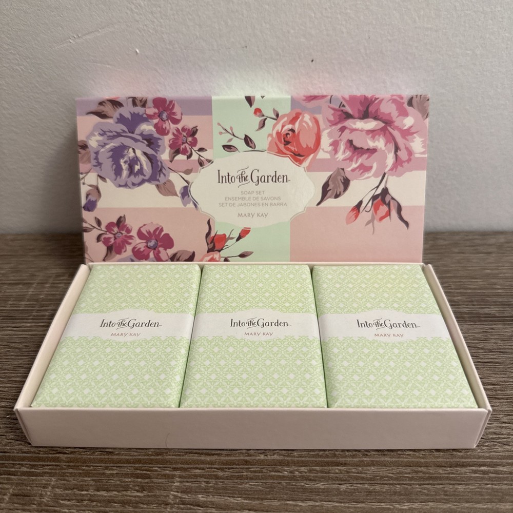 Mary Kay Into The Garden Soap Set~3 Bars Of Soap~Discontinued~Full Size~Nib!