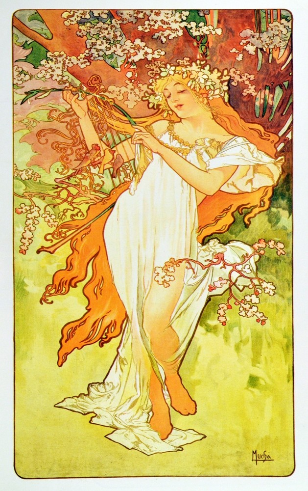 Decor Poster.Interior design Art Nouveau.Mucha Fashion Nymph.6216