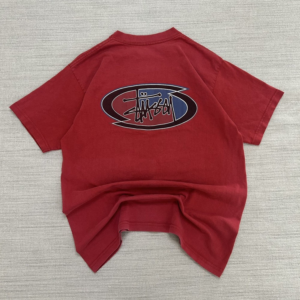 RARE Vintage Stüssy short sleeve t-shirt in red Size Large Made In USA