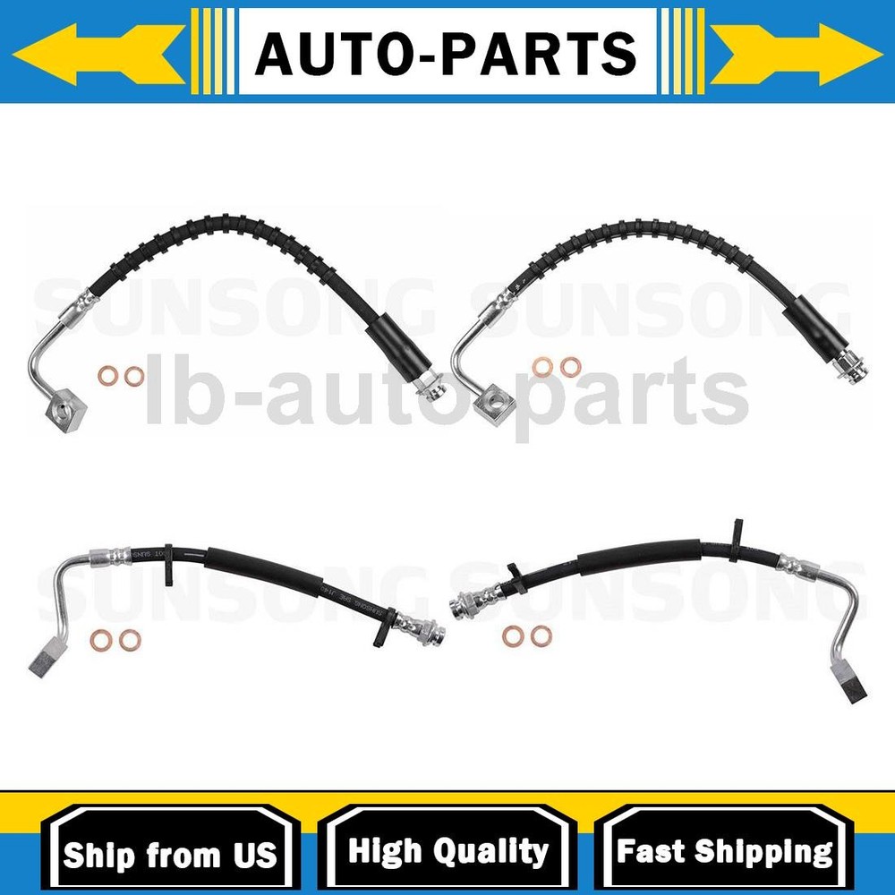 For 2018 2019 Dodge Grand Caravan 3.6L Front Rear Brake Hose Line Sunsong 4PCS
