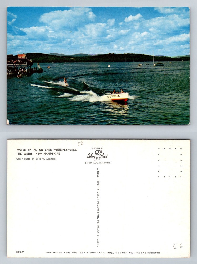 Weirs NH-New Hampshire Water Skiing Lake Winnipesaukee Ski Club Vintage Postcard