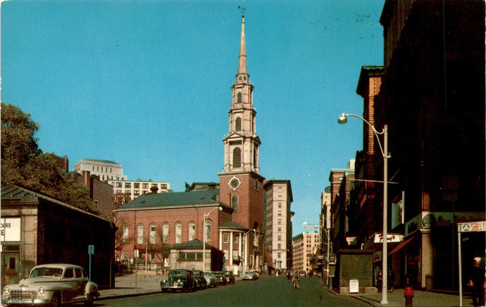Park Street Church, Boston, Tremont Streets, Boston. Postcard
