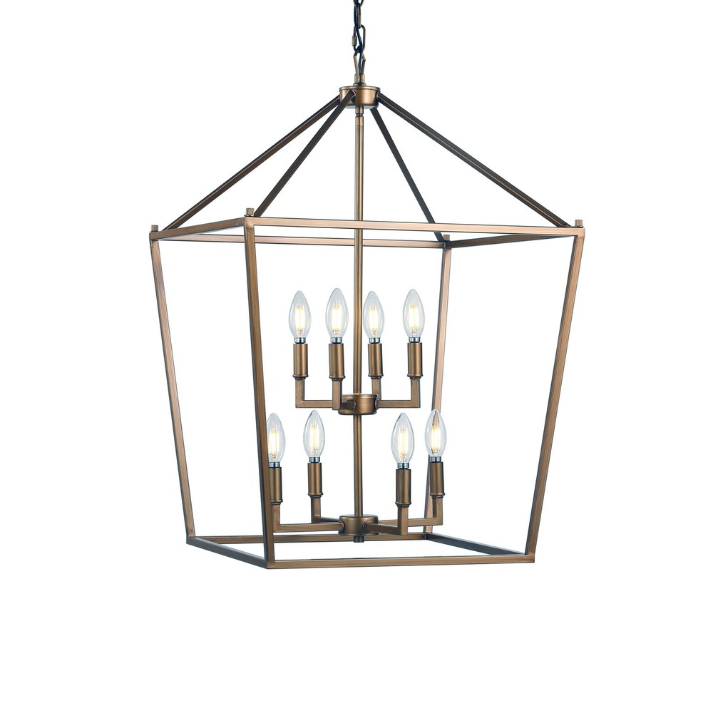 Gold 8-Light LED Taper Candle Pagoda Chandelier by Jonathan Y - 20 Inch Wide - JYL7438